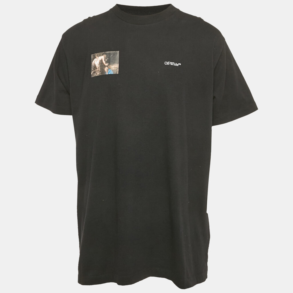 Off-White Black Logo Print Cotton Crew Neck Oversized T-Shirt XS Off-White Black Logo Print Cotton Crew Neck Oversized T-Shirt XS