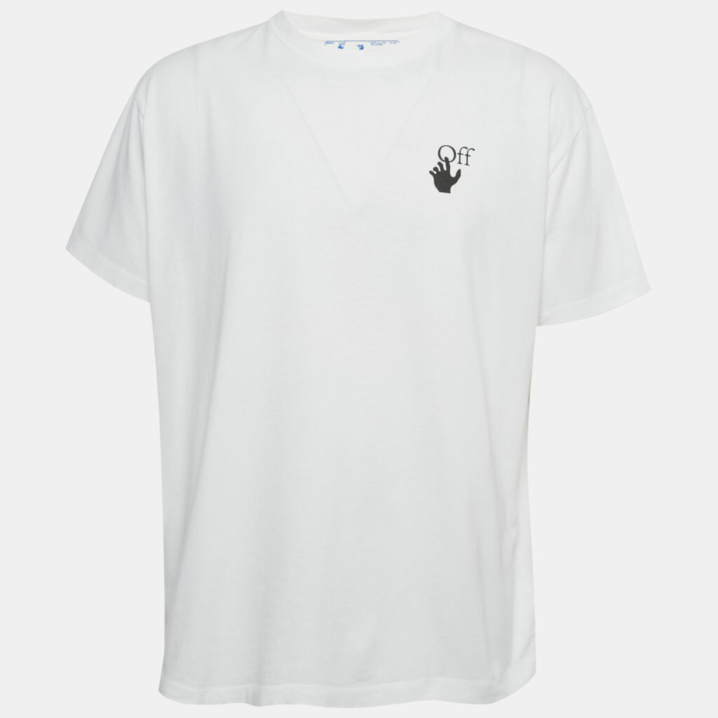 Off-White White Logo Print Cotton Crew Neck Oversized T-Shirt S Off-White White Logo Print Cotton Crew Neck Oversized T-Shirt S