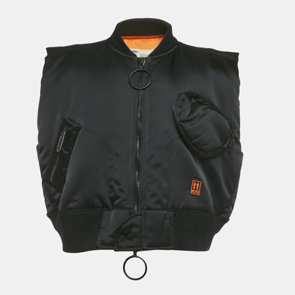 Off-White Black Arrow Print Nylon Scaffolding Bomber Vest S Off-White Black Arrow Print Nylon Scaffolding Bomber Vest S