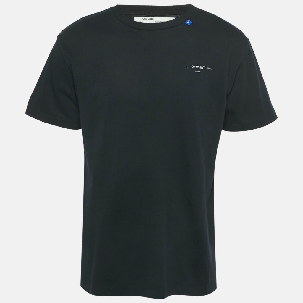 Off-White Black Backbone Print Cotton T-Shirt S