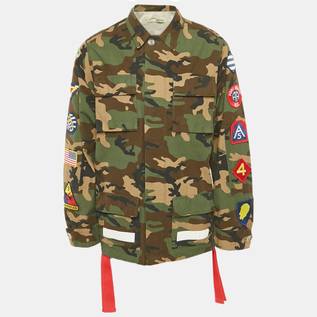 Off-White Green Camouflage Print Patch Detail Utility Jacket S Off-White Green Camouflage Print Patch Detail Utility Jacket S