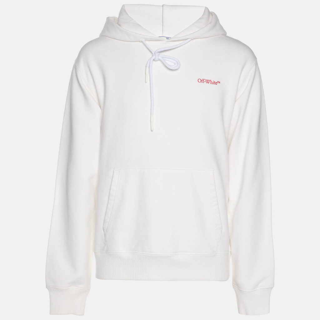 Off-White White Logo Embroidered Jersey Hoodie Jacket S Off-White White Logo Embroidered Jersey Hoodie Jacket S
