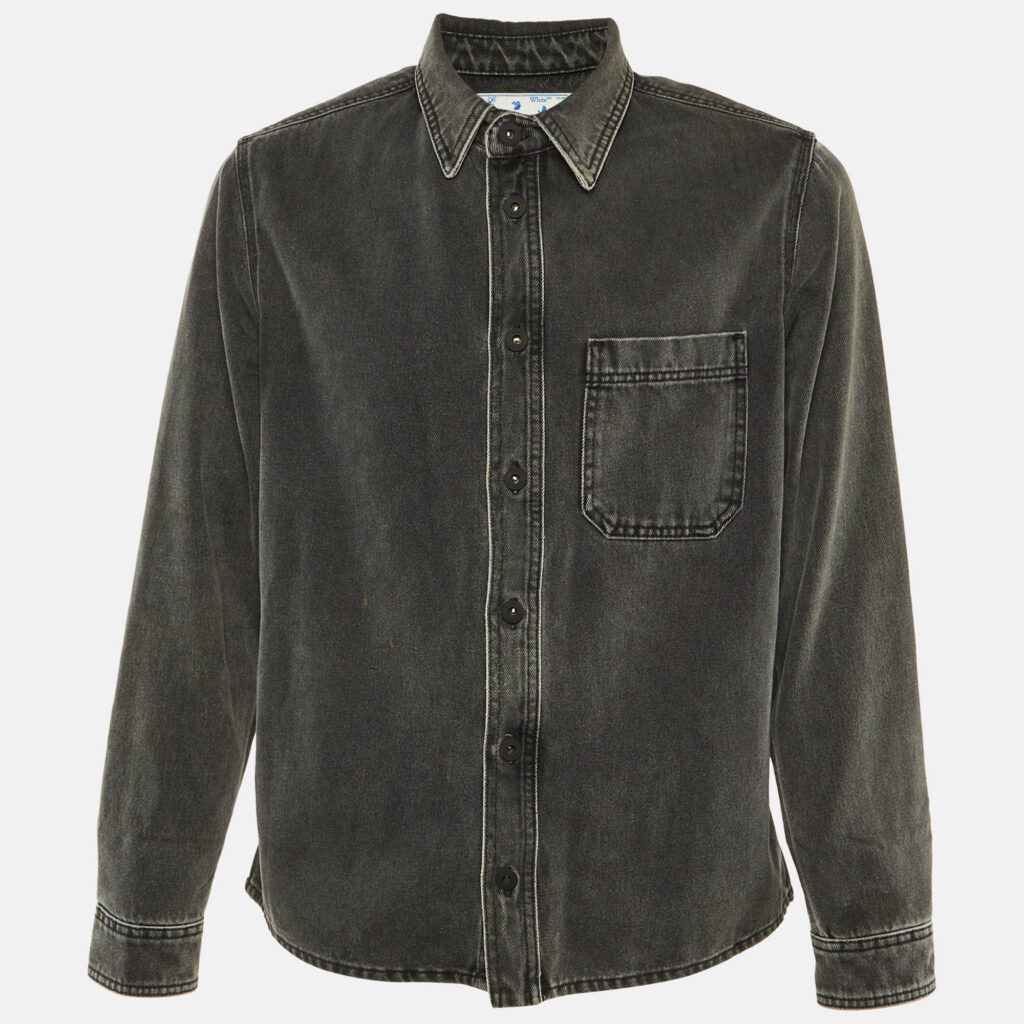 Off -White Grey Faded Arrow Print Denim Jacket M Off -White Grey Faded Arrow Print Denim Jacket M