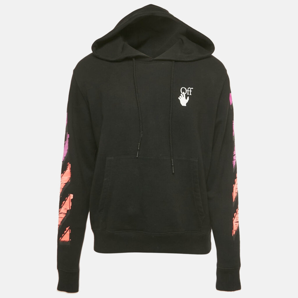 Off-White Black Arrow Print Cotton Hoodie L Off-White Black Arrow Print Cotton Hoodie L