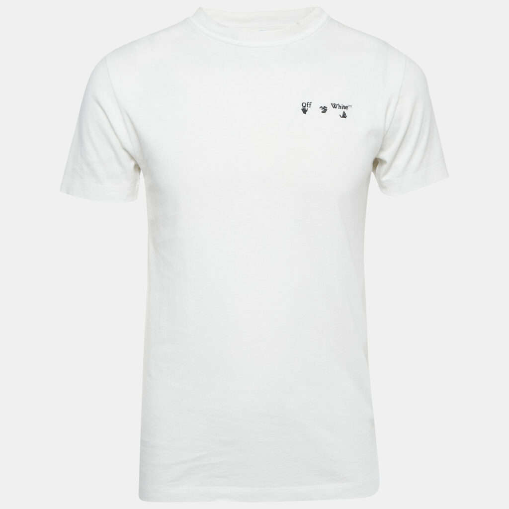 Off-White White Logo Embroidered Jersey T-Shirt XS Off-White White Logo Embroidered Jersey T-Shirt XS