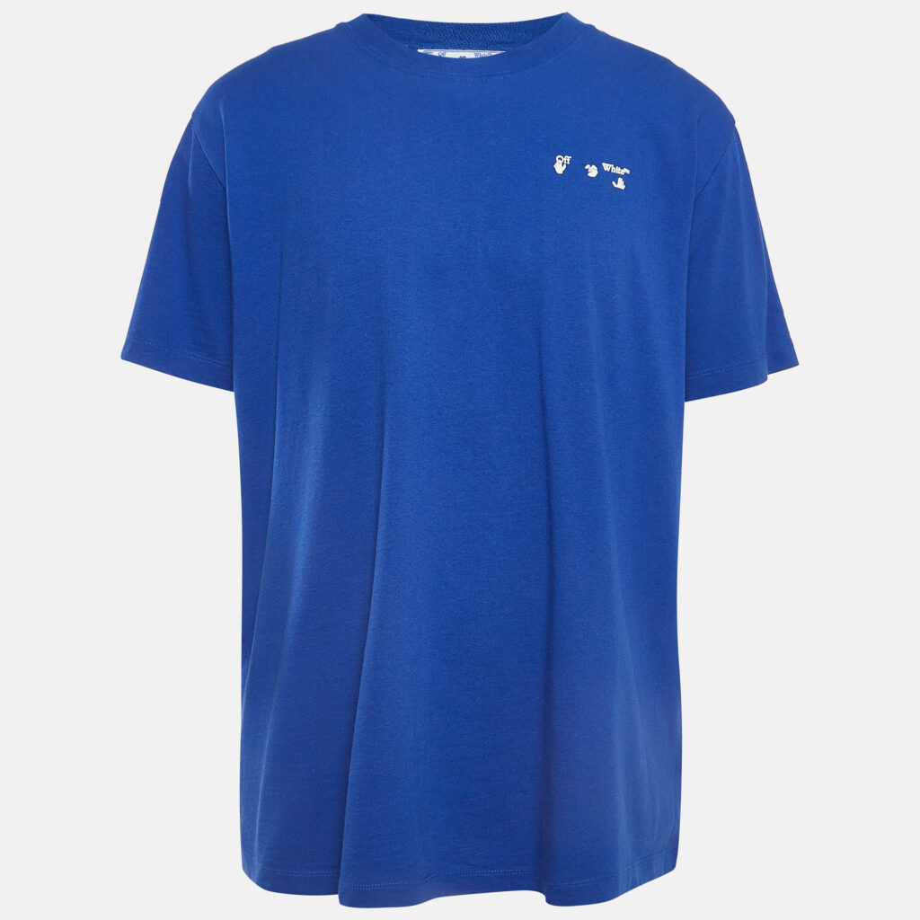 Off-White Blue Logo Print Cotton T-Shirt XL Off-White Blue Logo Print Cotton T-Shirt XL