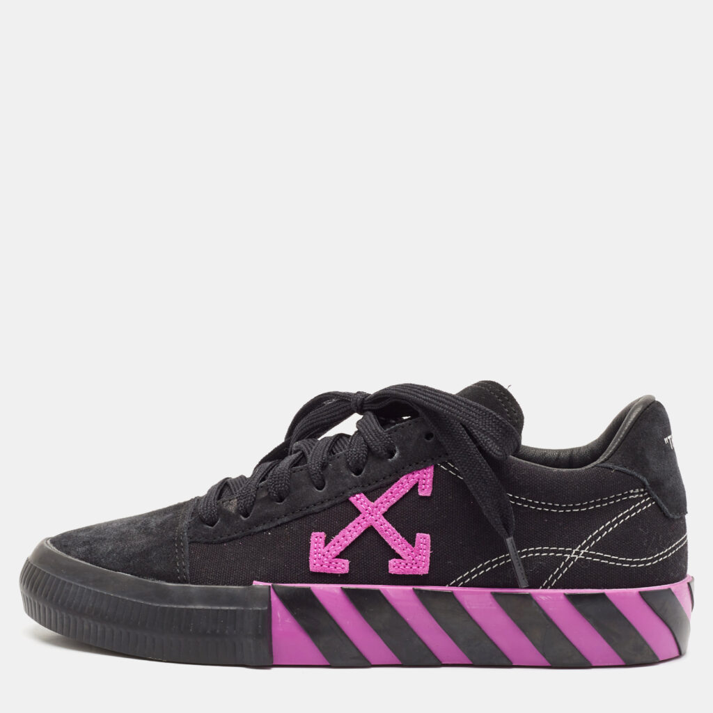 Off-White Black Canvas and Suede Vulcanized Low Top Sneakers Size 40 Off-White Black Canvas and Suede Vulcanized Low Top Sneakers Size 40