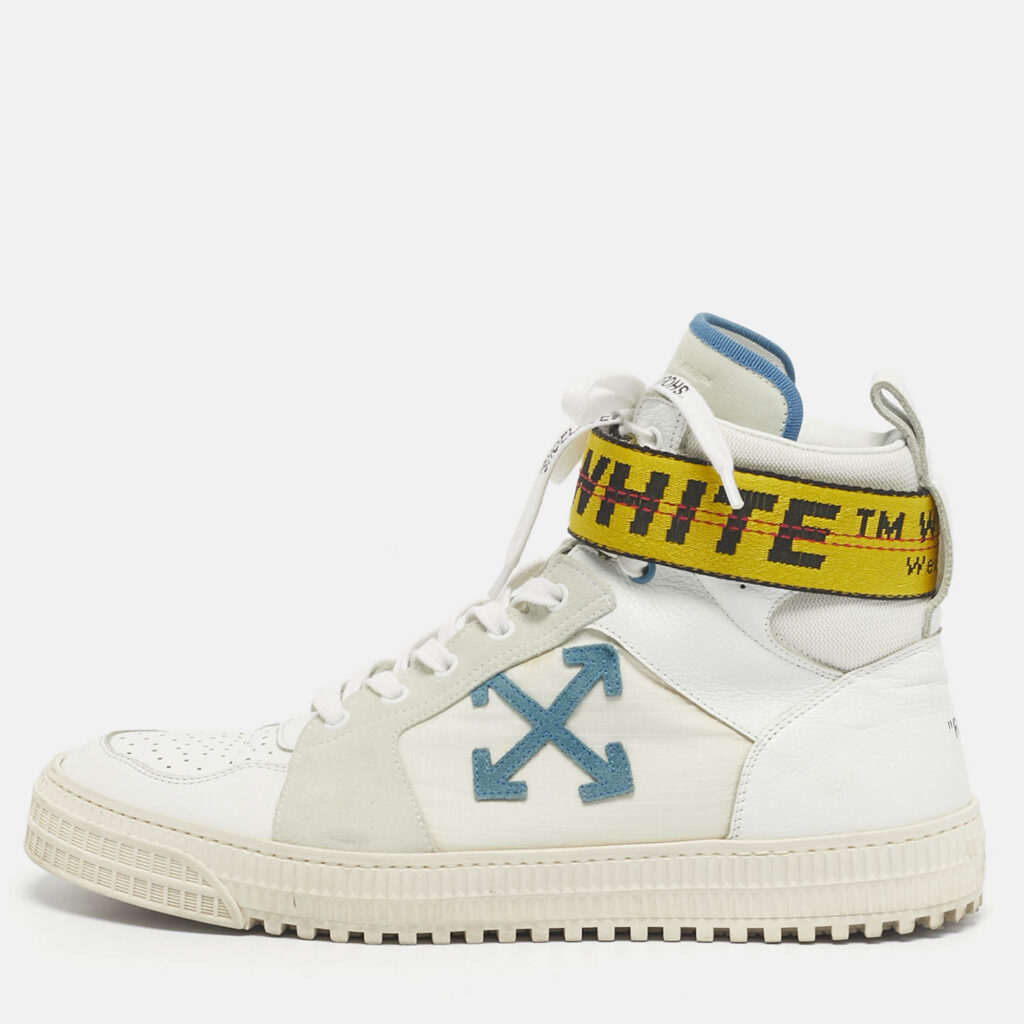 Off-White White Canvas and Leather Industrial High Top Sneakers Size 44 Off-White White Canvas and Leather Industrial High Top Sneakers Size 44