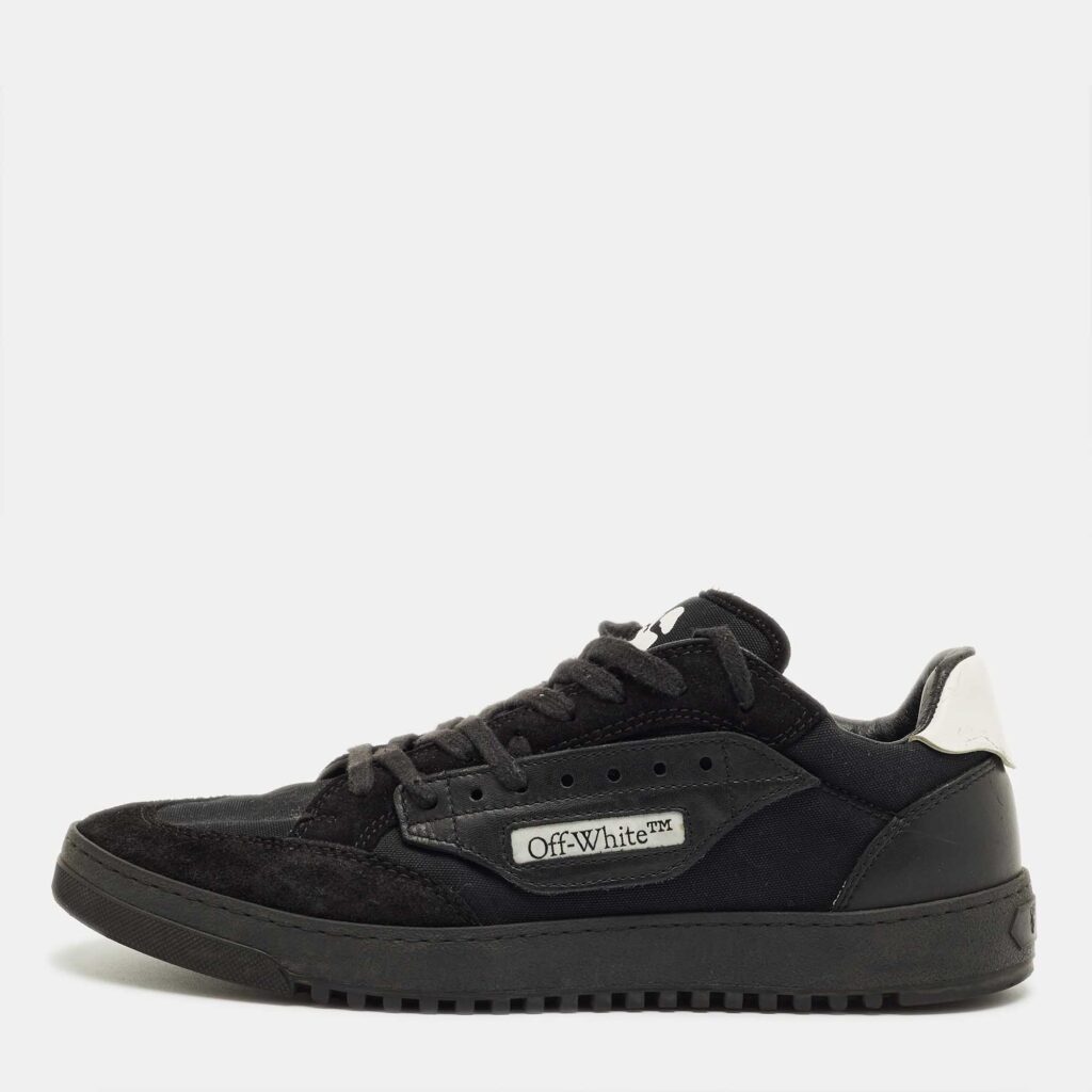 Off-White Black Suede and Leather Vulcanized Lace Up Sneakers Size 43 Off-White Black Suede and Leather Vulcanized Lace Up Sneakers Size 43