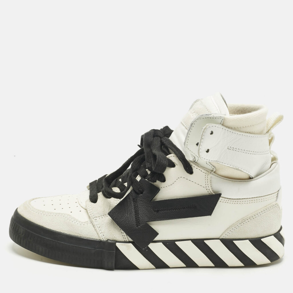 Off-White White/Black Canvas and Suede Vulcanized High Top Sneakers Size 41 Off-White White/Black Canvas and Suede Vulcanized High Top Sneakers Size 41