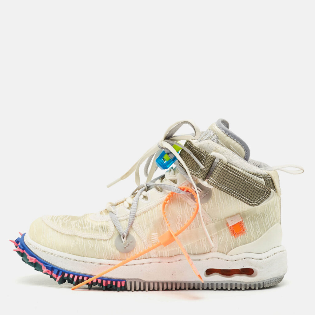 Off-White x Nike White Mesh Air Force 1 Mid Sneakers Size 40 Off-White x Nike White Mesh Air Force 1 Mid Sneakers Size 40