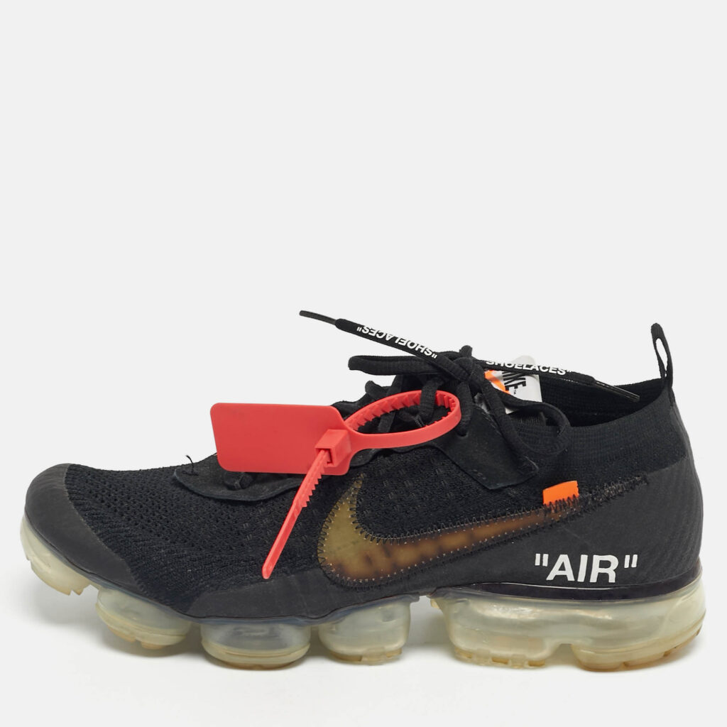 Off-White x Nike Black Knit Fabric Air VaporMax Sneakers Size 44