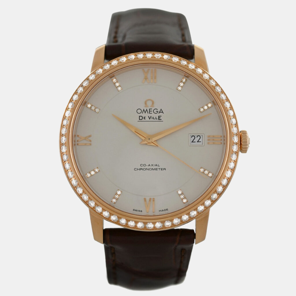 Omega De Ville 42458402052002 Automatic Cream diamonds 18k Rose gold Men's Wristwatch 39.5 mm Omega De Ville 42458402052002 Automatic Cream diamonds 18k Rose gold Men's Wristwatch 39.5 mm