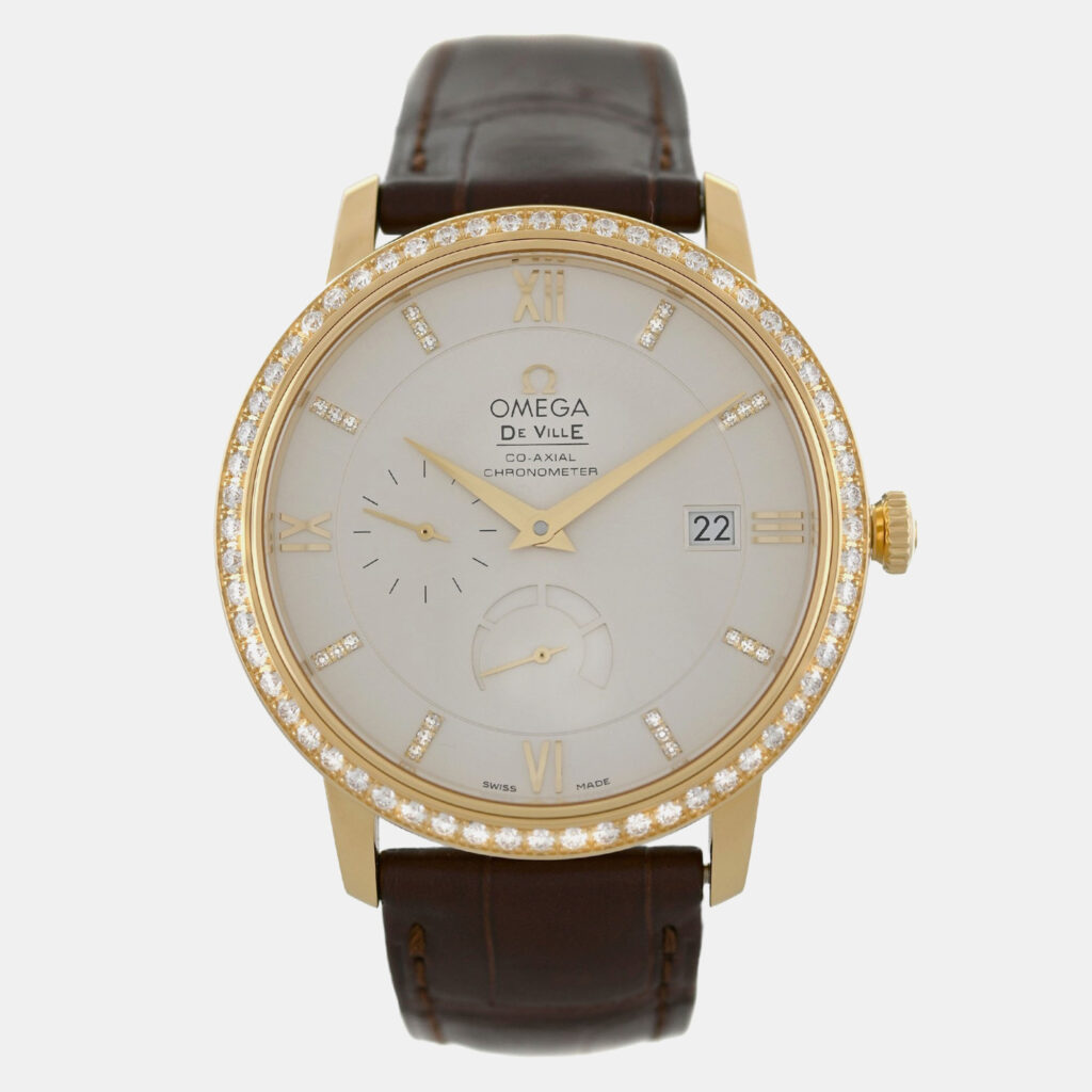 Omega De Ville 42458402052001 Automatic Cream diamonds 18k yellow gold Men's Wristwatch 39.5 mm Omega De Ville 42458402052001 Automatic Cream diamonds 18k yellow gold Men's Wristwatch 39.5 mm