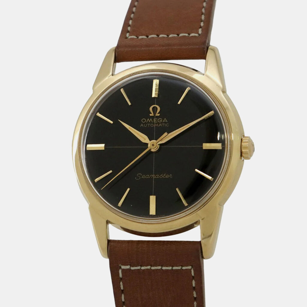 Omega Seamaster 14704-3SC Automatic Black 18k Yellow Gold Men's Wristwatch 33 mm Omega Seamaster 14704-3SC Automatic Black 18k Yellow Gold Men's Wristwatch 33 mm