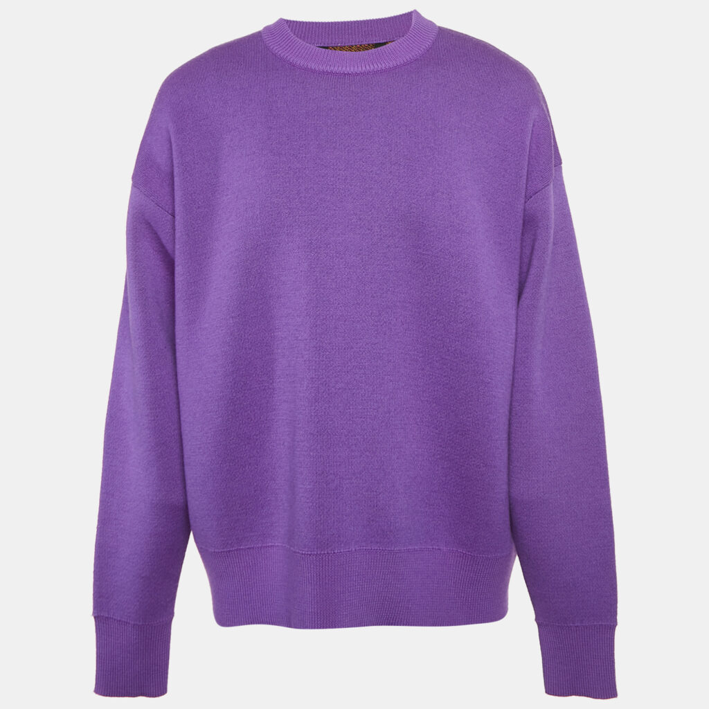 Palm Angels Purple/Green Palm Intarsia Wool Sweater M