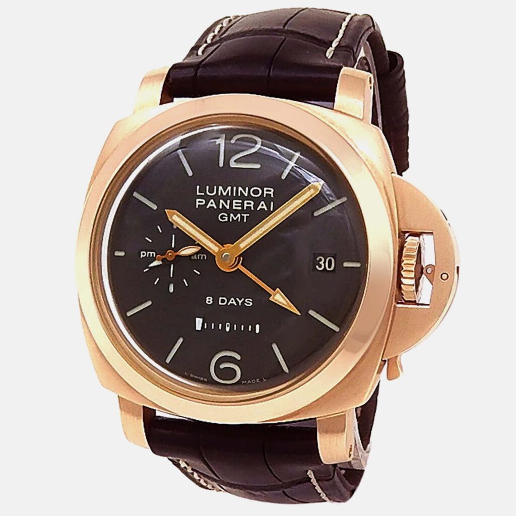 Panerai Luminor GMT PAM00289 Manual Winding Brown Dial 18k Rose Gold Men's Wristwatch 44 mm Panerai Luminor GMT PAM00289 Manual Winding Brown Dial 18k Rose Gold Men's Wristwatch 44 mm