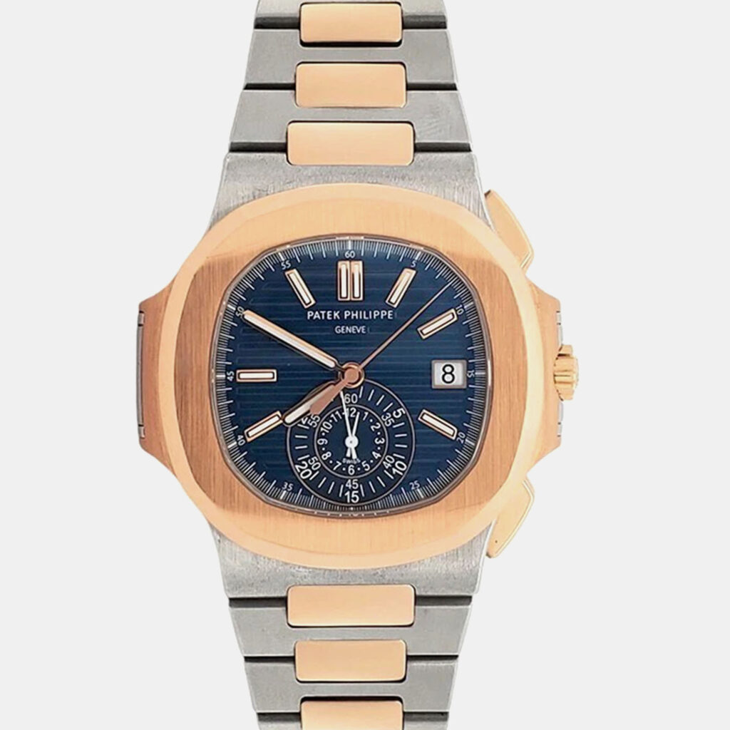 luxury-men-patek-philippe-used-watches-p1242849-005-1.jpg Patek Philippe Nautilus Chronograph 5980/1AR-001 Automatic Blue Dial 2-Tone Men's Wristwatch 40 mm