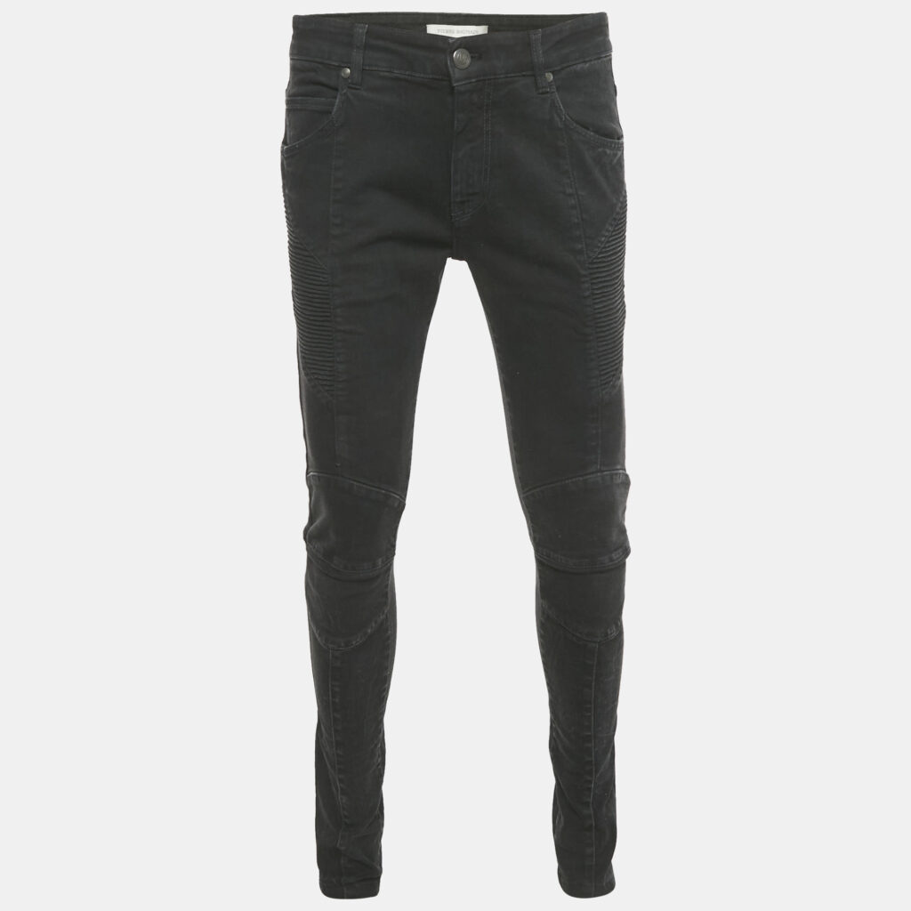 Pierre Balmain Black Washed Denim Panel Detail Jeans M Waist 33" Pierre Balmain Black Washed Denim Panel Detail Jeans M Waist 33"