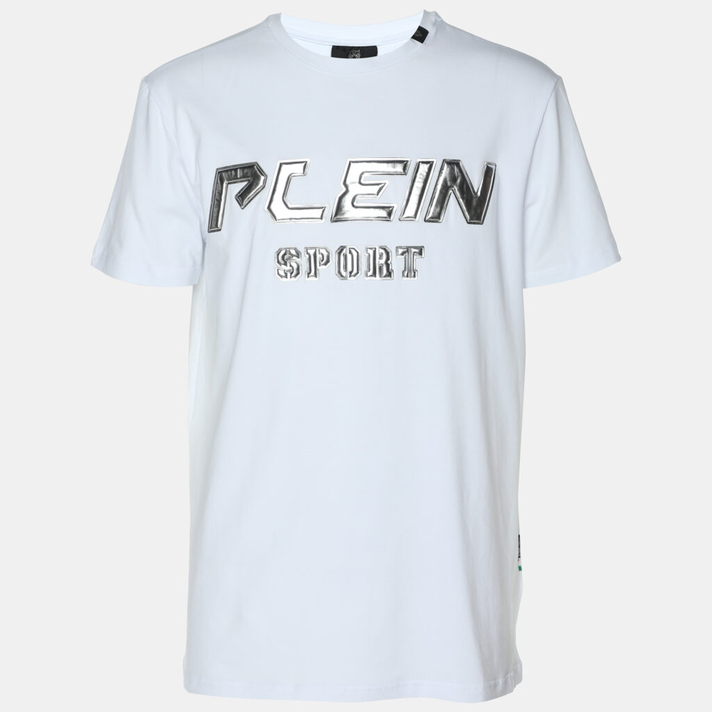 Plein Sport White/Silver Jersey Logo T-Shirt L Plein Sport White/Silver Jersey Logo T-Shirt L