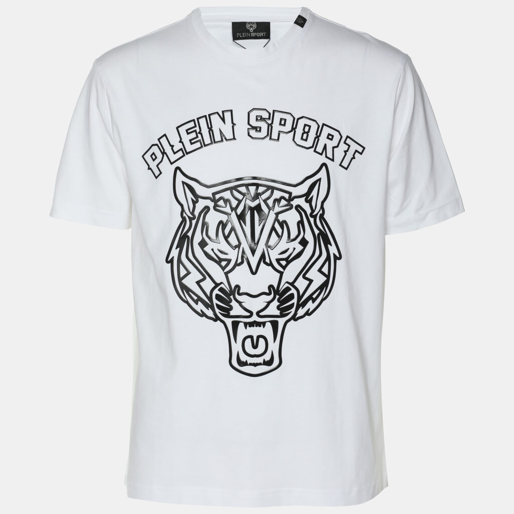 Plein Sport White Jersey Tiger Print T-Shirt M Plein Sport White Jersey Tiger Print T-Shirt M
