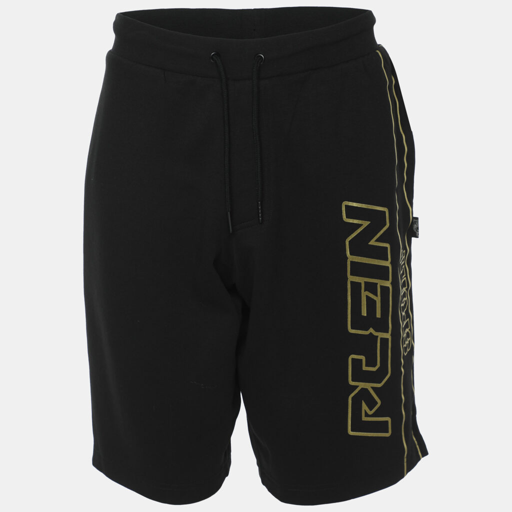 Plein Sport Black/Gold Jersey Logo Print Shorts XL Plein Sport Black/Gold Jersey Logo Print Shorts XL
