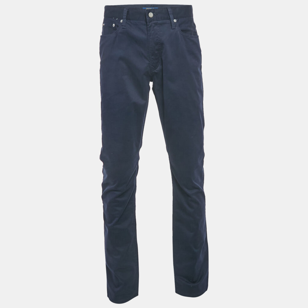 Polo Ralph Lauren Navy Blue Cotton Trousers L Waist 34" Polo Ralph Lauren Navy Blue Cotton Trousers L Waist 34"
