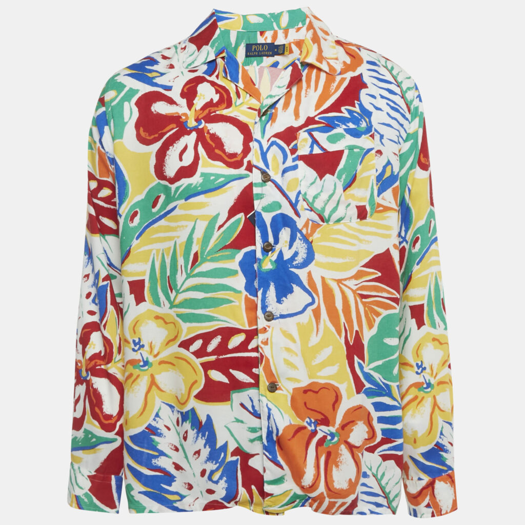 Polo Ralph Lauren Multicolor Floral Print Crepe Shirt M Polo Ralph Lauren Multicolor Floral Print Crepe Shirt M