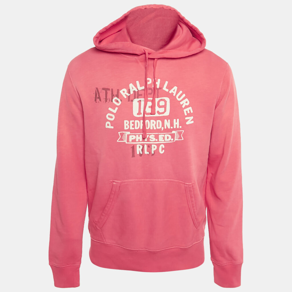 Polo Ralph Lauren Red Printed Cotton Hoodie M Polo Ralph Lauren Red Printed Cotton Hoodie M