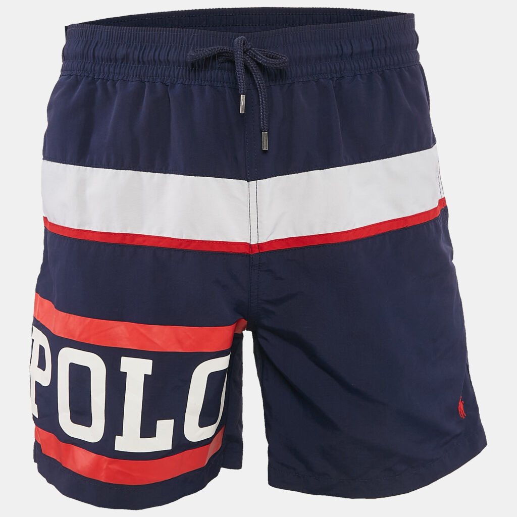 Polo Ralph Lauren Navy Blue Printed Nylon Swim Shorts S Polo Ralph Lauren Navy Blue Printed Nylon Swim Shorts S