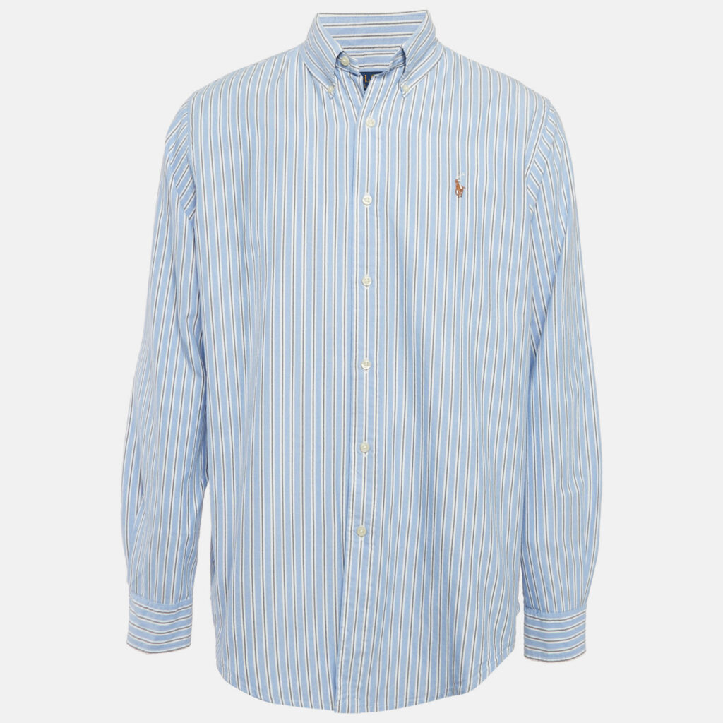 Polo Ralph Lauren Blue Striped Cotton Classic Fit Shirt L
