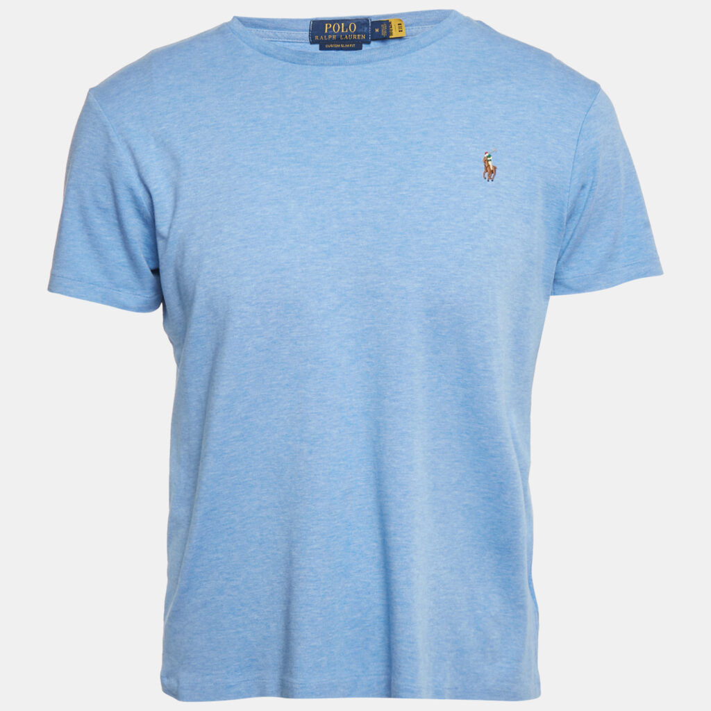 Polo Ralph Lauren Blue Logo Embroidery Cotton Custom Slim Fit T-Shirt M Polo Ralph Lauren Blue Logo Embroidery Cotton Custom Slim Fit T-Shirt M