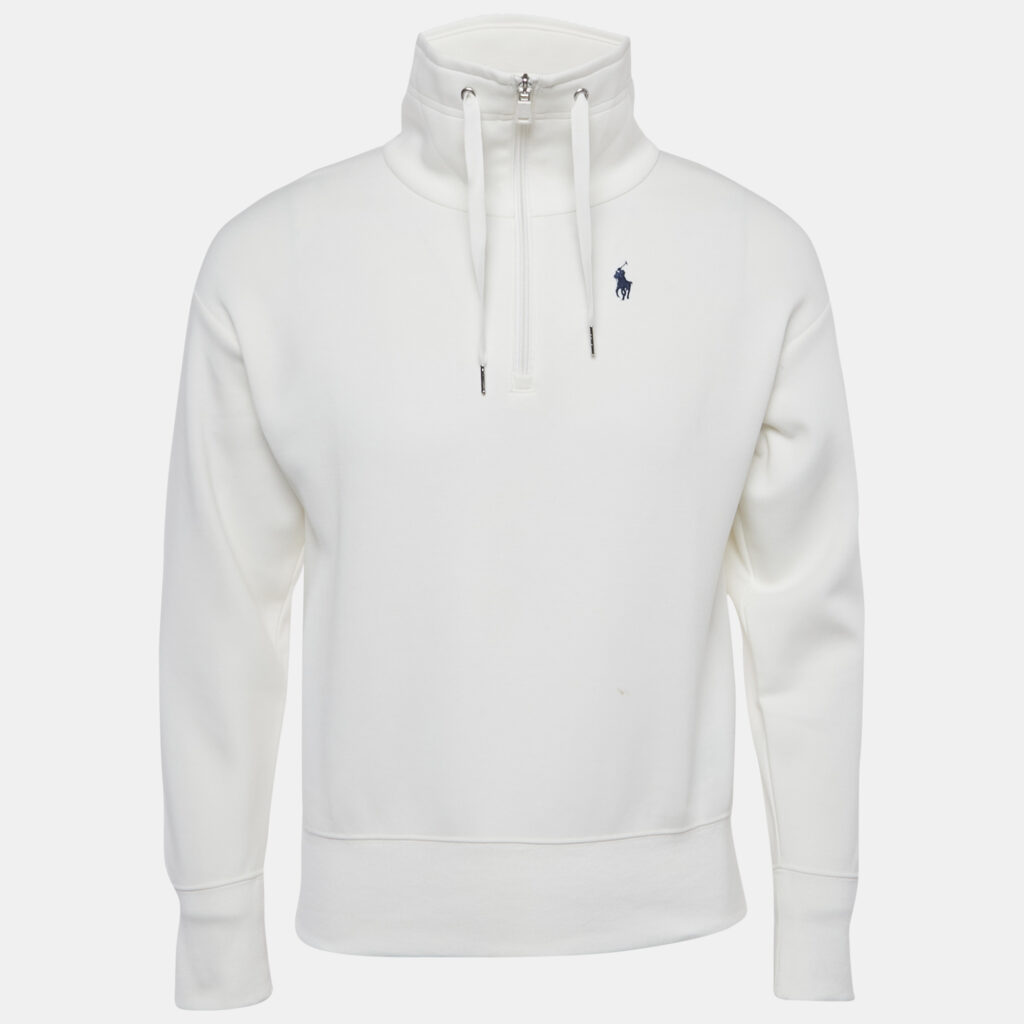 Polo Ralph Lauren White Cotton Zip-Up Sweatshirt XXS