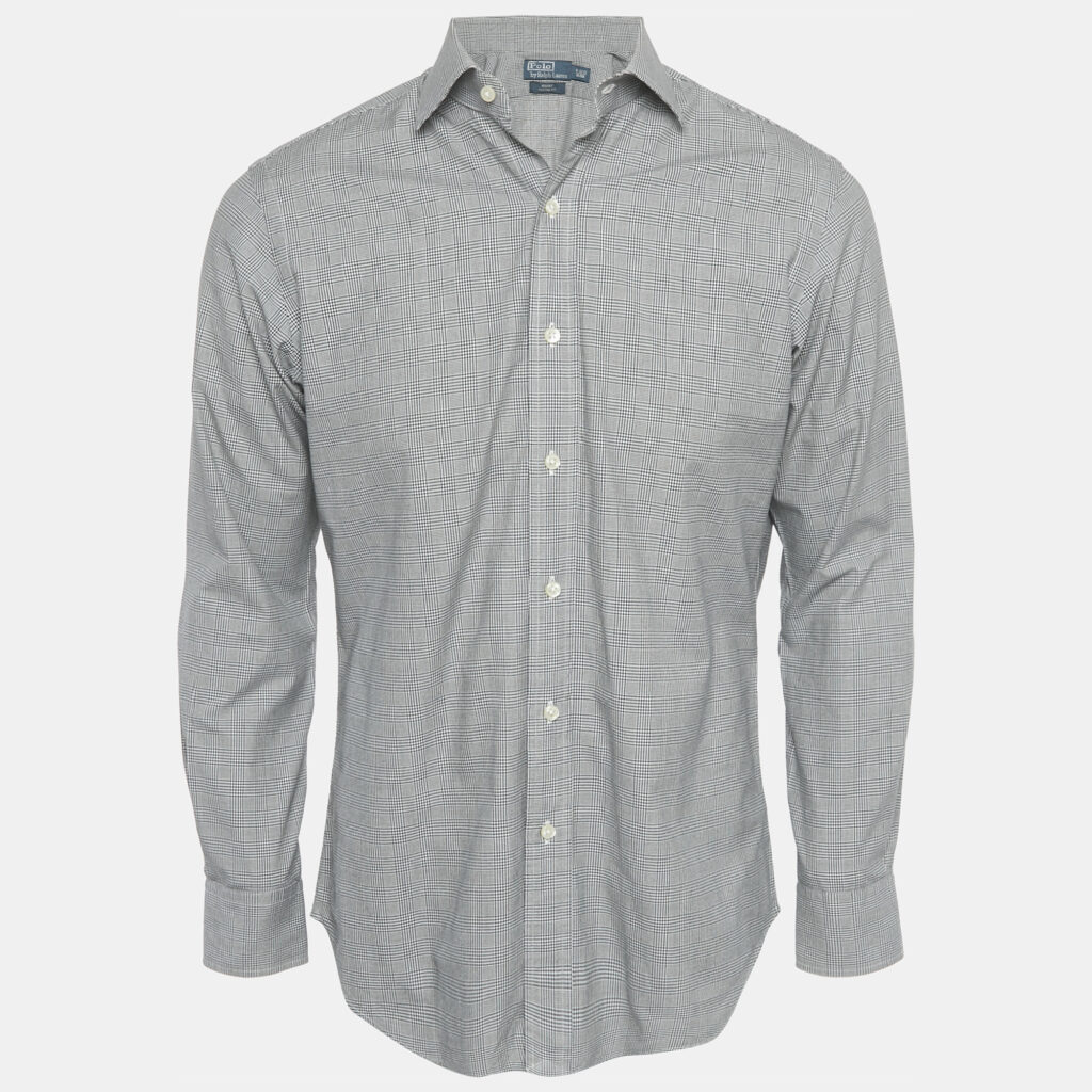 Polo Ralph Lauren Black /White Checkered Cotton Regent Custom Fit Shirt S