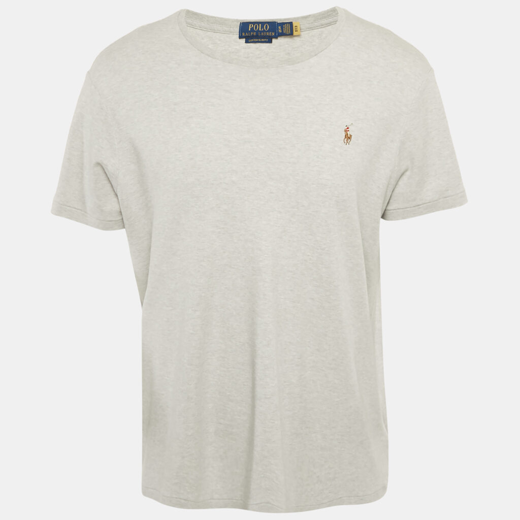 Polo Ralph Lauren Grey Mélange Cotton Custom Slim Fit T-Shirt XL