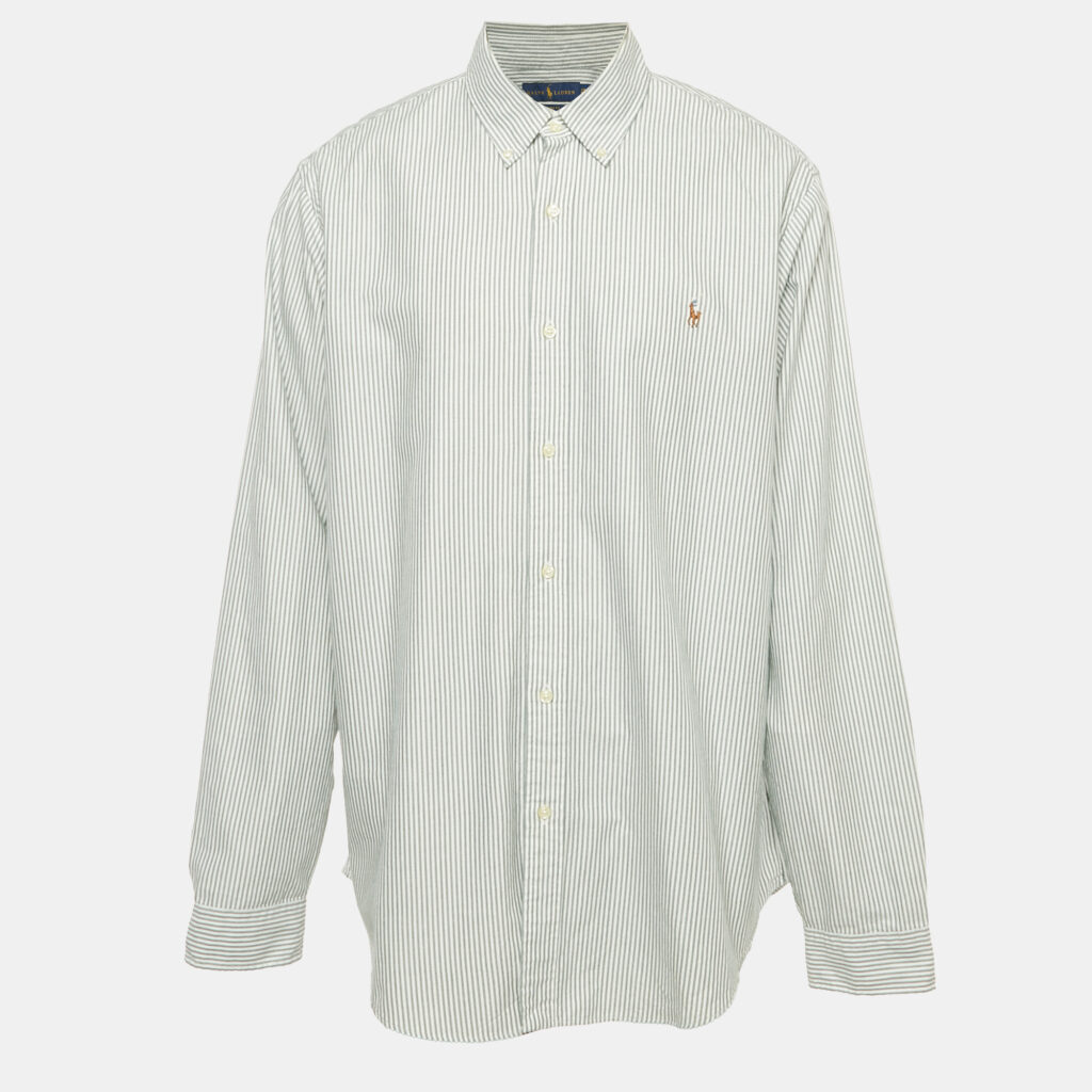 Ralph Lauren Green/White Striped Cotton Classic Fit Shirt XXL Ralph Lauren Green/White Striped Cotton Classic Fit Shirt XXL