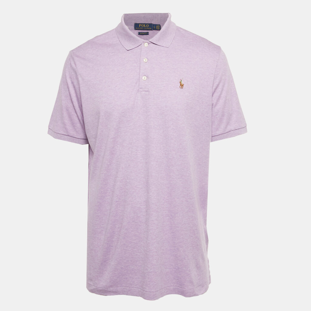 Polo Ralph Lauren Lavender Logo Embroidered Cotton Classic Fit Polo T-Shirt L