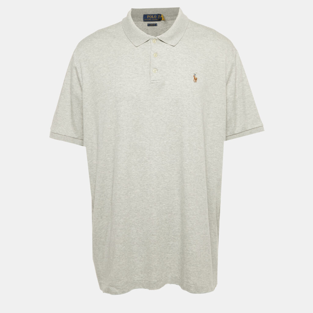 Polo Ralph Lauren Grey Logo Embroidered Cotton Polo T-Shirt XXL Polo Ralph Lauren Grey Logo Embroidered Cotton Polo T-Shirt XXL