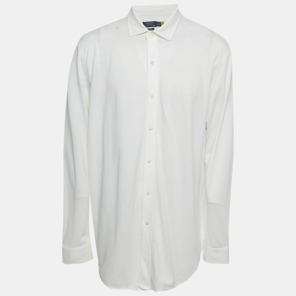Polo Ralph Lauren White Knit Oxford Long Sleeve Shirt XXL