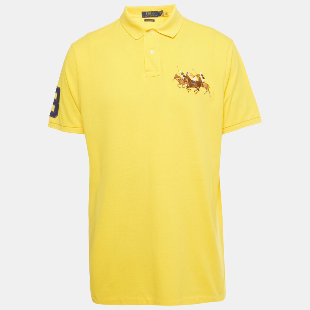 Polo Ralph Lauren Yellow Cotton Custom Slim Fit Polo T-Shirt XL Polo Ralph Lauren Yellow Cotton Custom Slim Fit Polo T-Shirt XL
