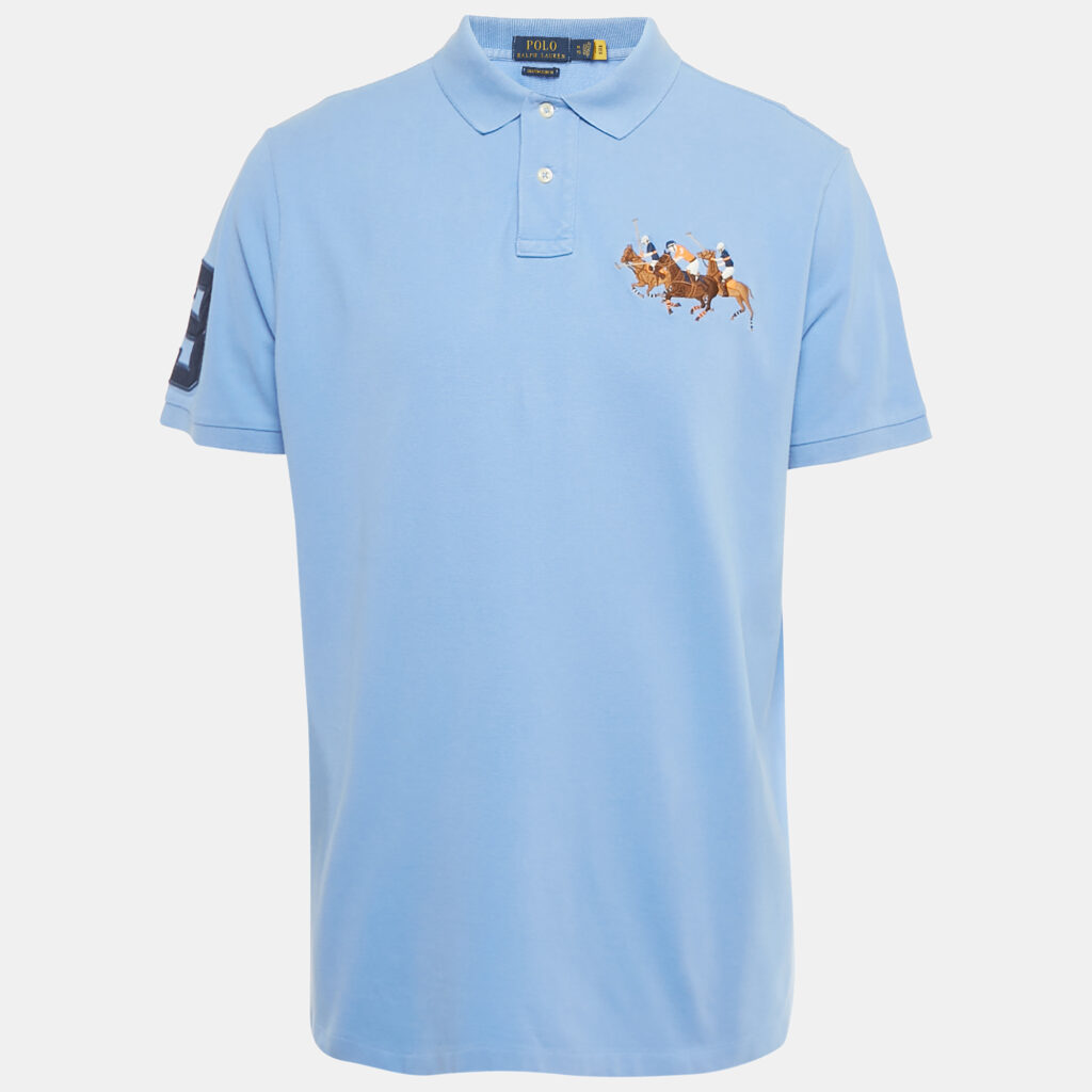Polo Ralph Lauren Blue Logo Embroidered Pique Polo T-Shirt XL Polo Ralph Lauren Blue Logo Embroidered Pique Polo T-Shirt XL