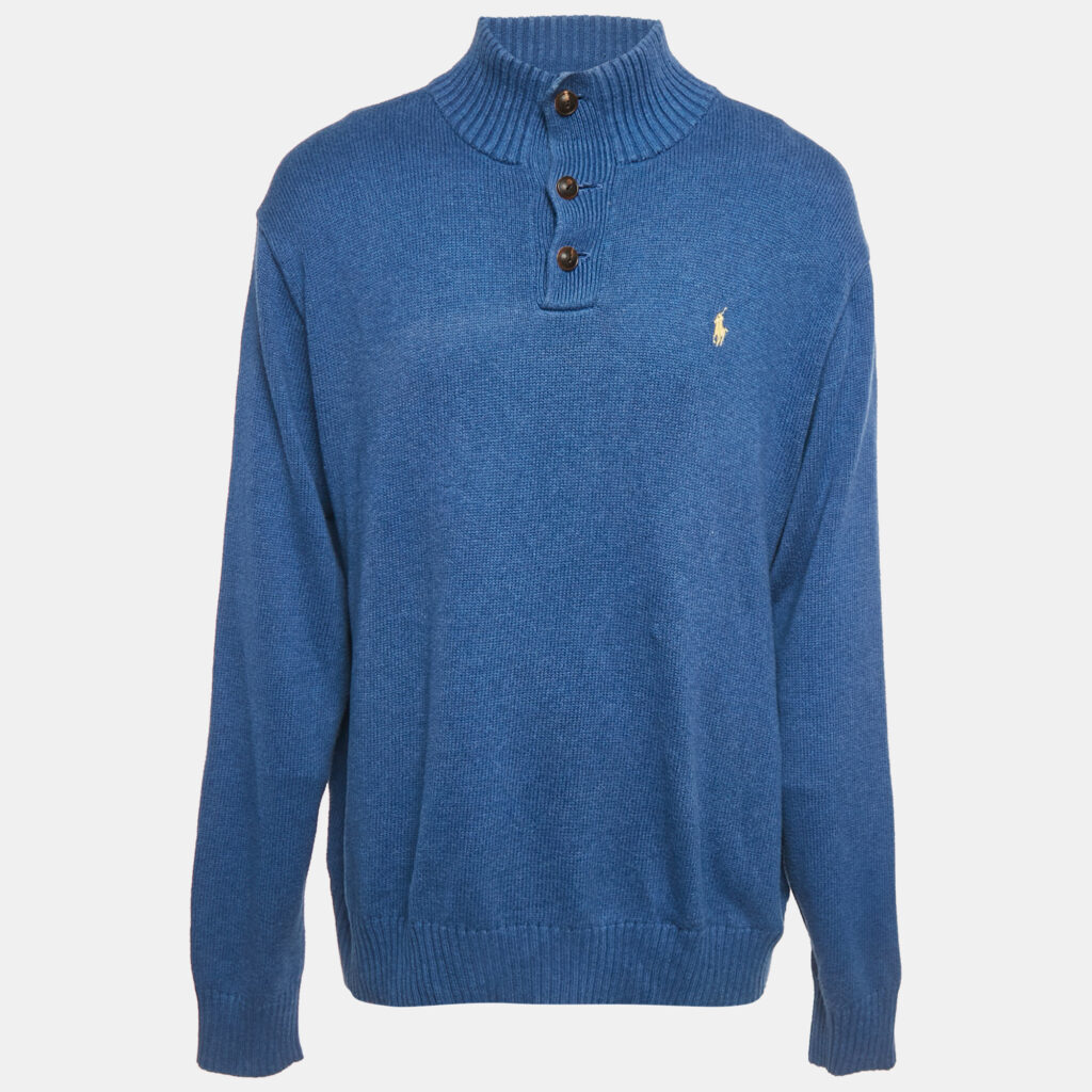 luxury-men-polo-ralph-lauren-used-clothes-p1229673-002-1.jpg Polo Ralph Lauren Blue Wool Rib Knit Sweater XXL