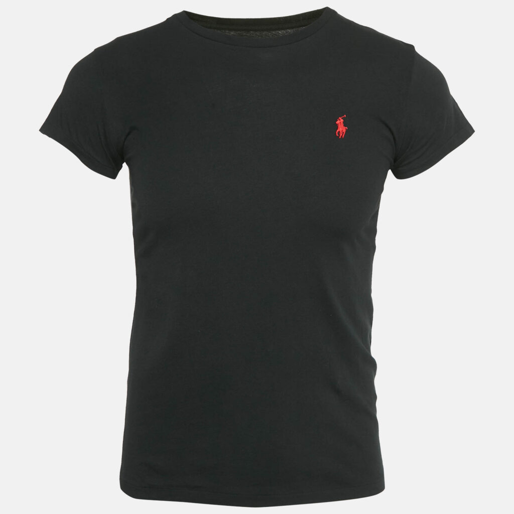 Polo Ralph Lauren Black Logo Embroidered Cotton Crewneck T-Shirt M Polo Ralph Lauren Black Logo Embroidered Cotton Crewneck T-Shirt M