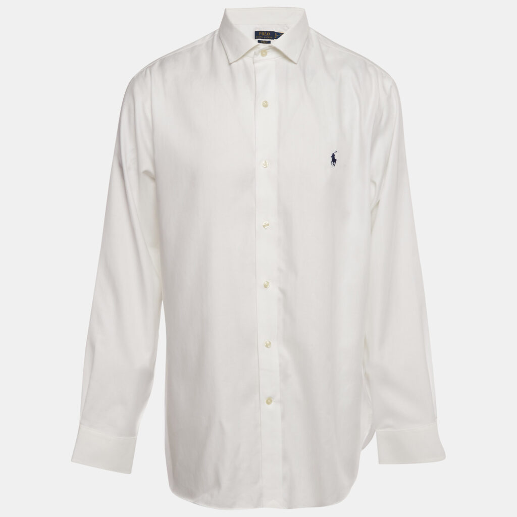 Polo Ralph Lauren White Logo Embroidered Cotton Shirt XL Polo Ralph Lauren White Logo Embroidered Cotton Shirt XL