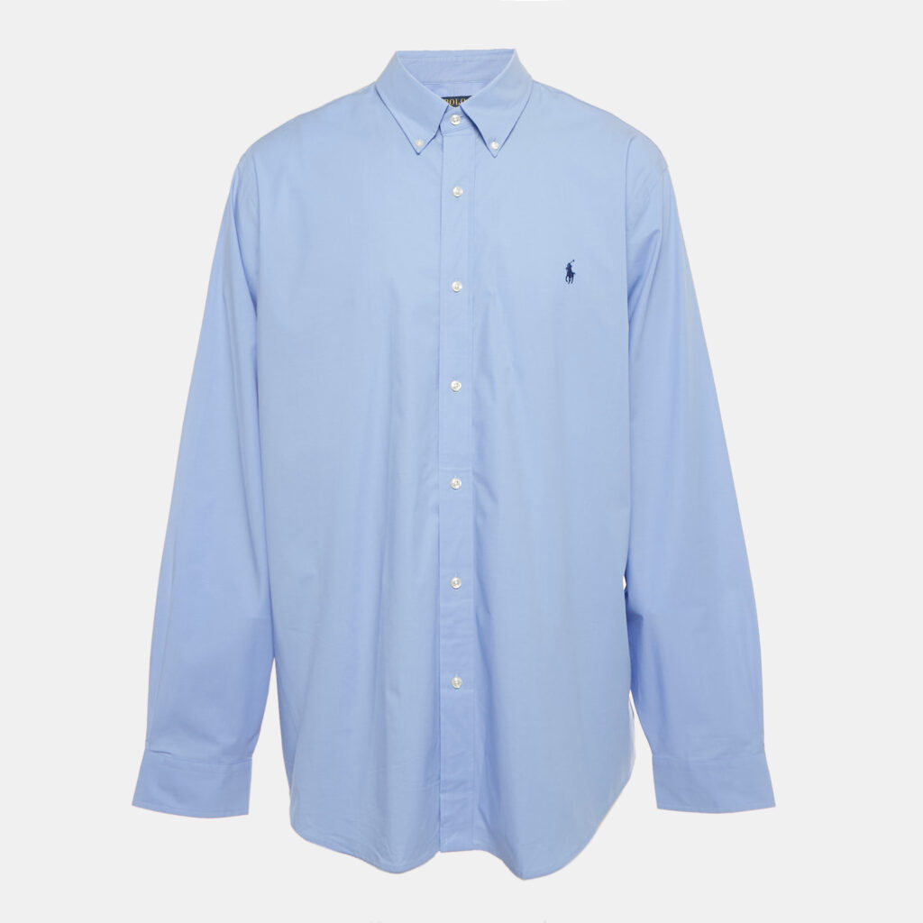 Polo Ralph Lauren Blue Logo Embroidered Cotton Shirt XXL Polo Ralph Lauren Blue Logo Embroidered Cotton Shirt XXL