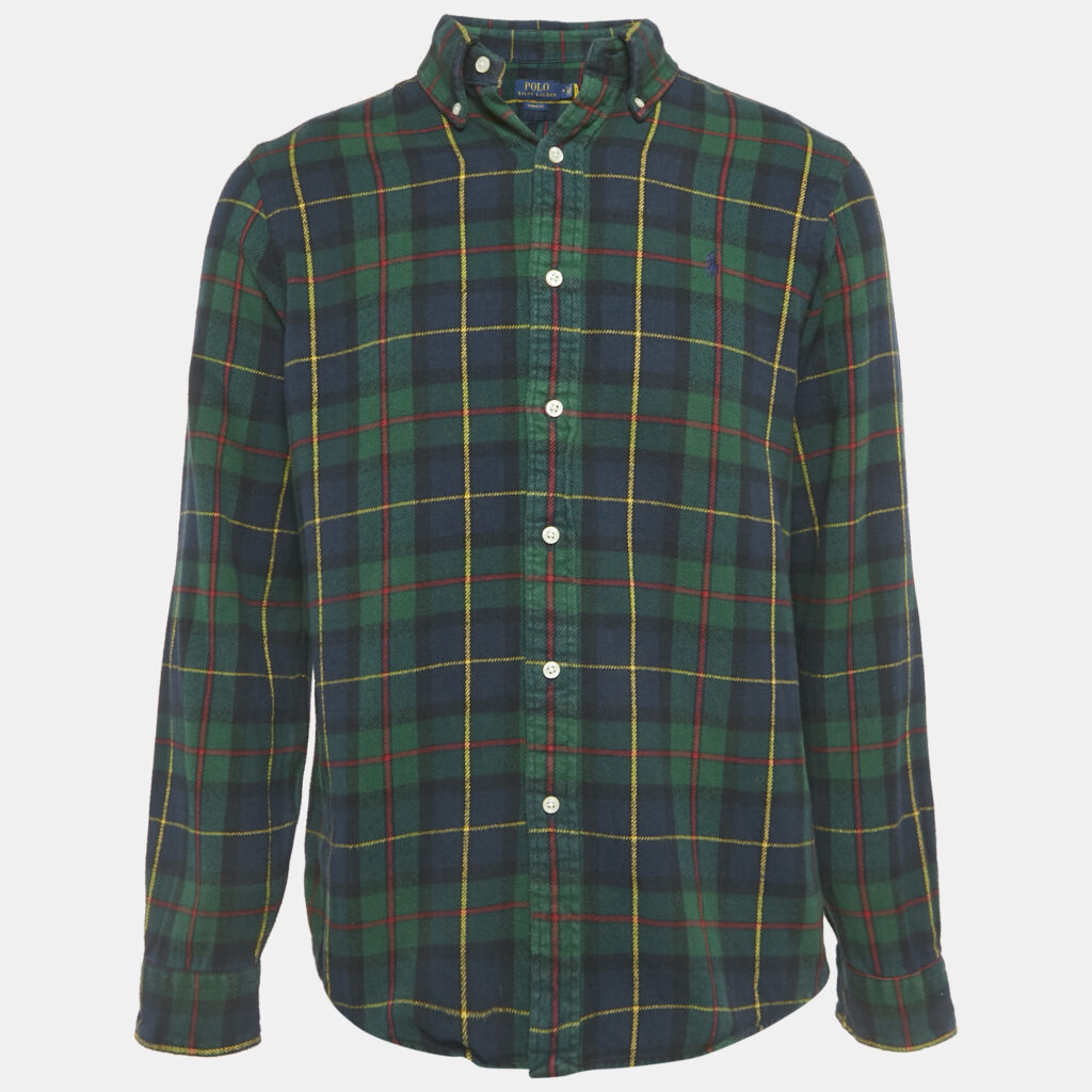 Polo Ralph Lauren Green Tartan Cotton Long Sleeve Shirt M Polo Ralph Lauren Green Tartan Cotton Long Sleeve Shirt M