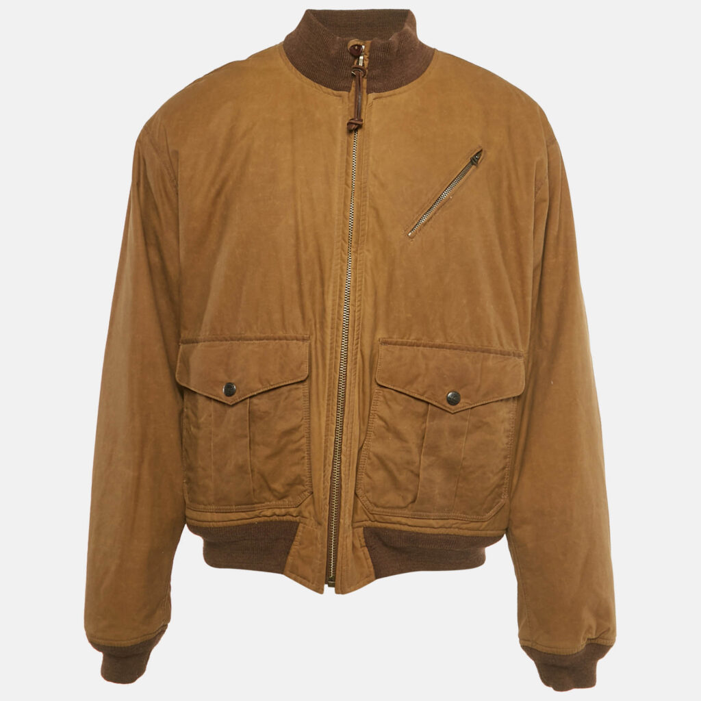 Polo Ralph Lauren Brown Cotton Zip Front Jacket XXL Polo Ralph Lauren Brown Cotton Zip Front Jacket XXL