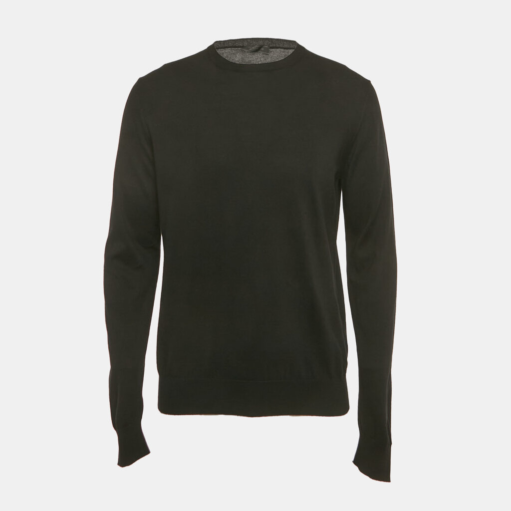 Prada Black Cotton Knit Crewneck Sweatshirt M