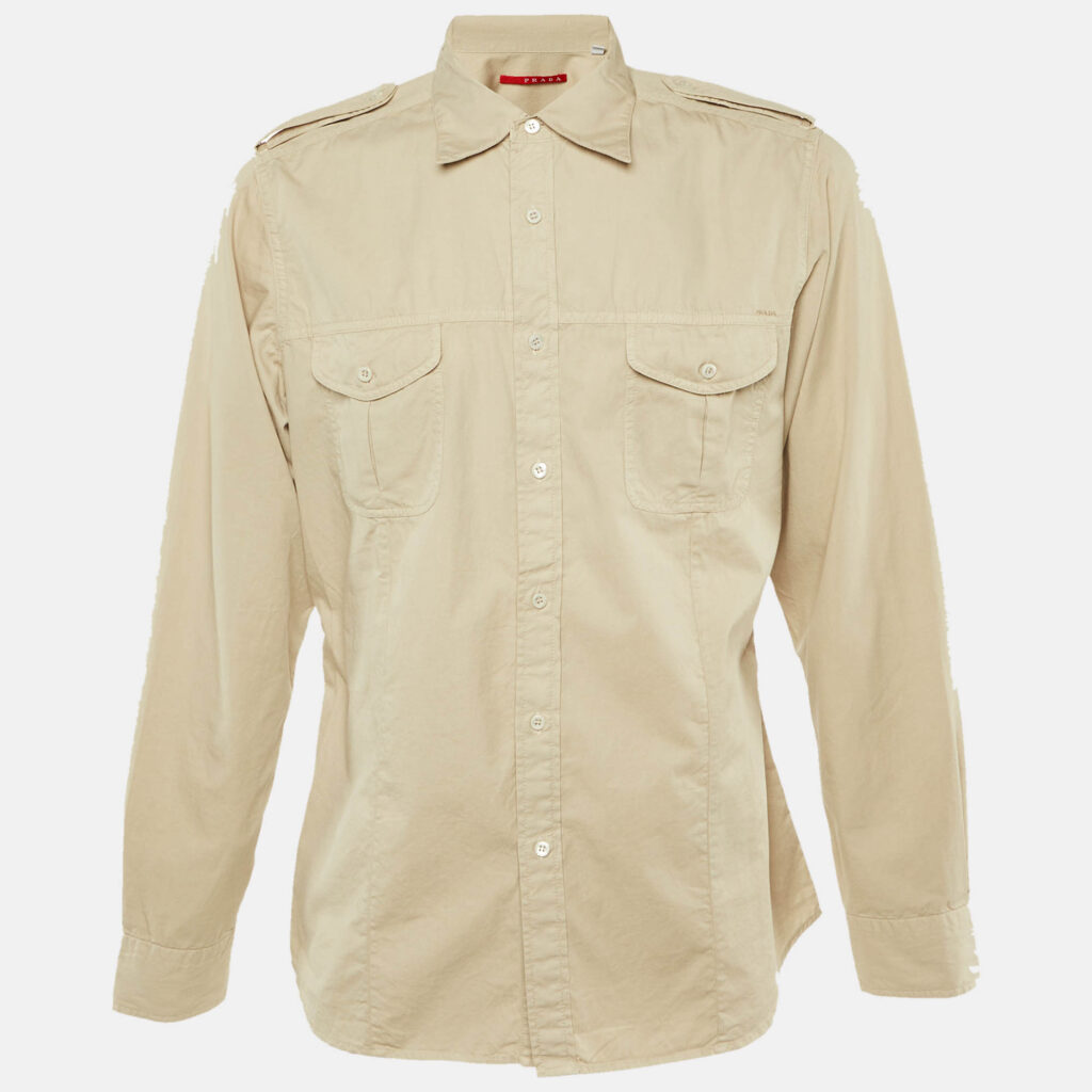Prada Sport Beige Cotton Button Front Shirt XL Prada Sport Beige Cotton Button Front Shirt XL