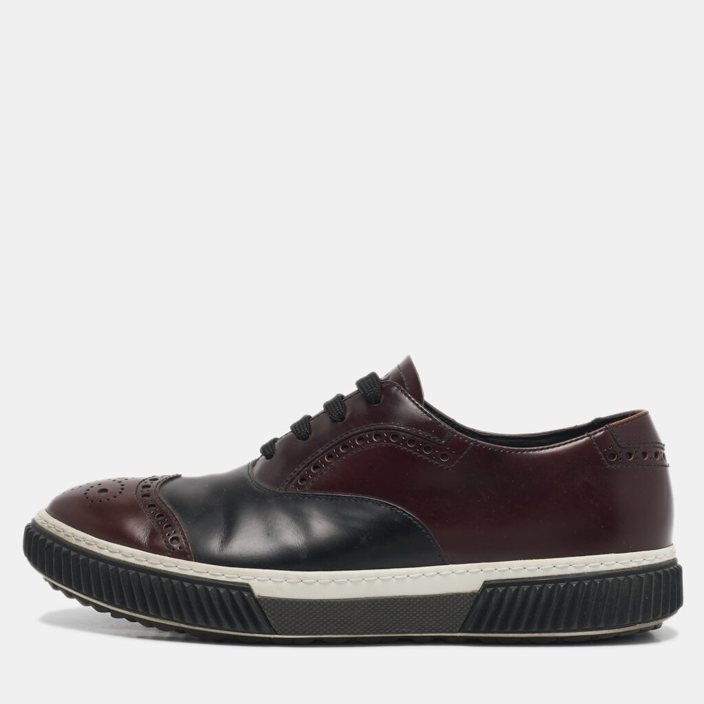 Prada Sport Burgundy/Black Leather Brogues Lace Up Sneakers Size 39 Prada Sport Burgundy/Black Leather Brogues Lace Up Sneakers Size 39